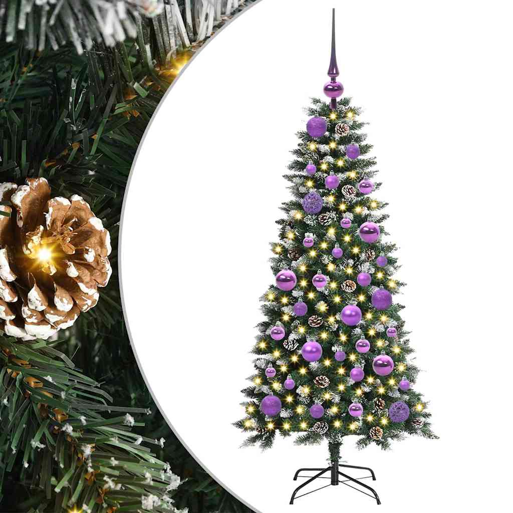 Mű karácsonyfa 150 LED-del Zöld 120 cm PVC és Műanyag és Acél