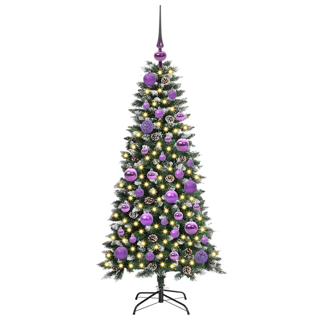 Mű karácsonyfa 150 LED-del Zöld 120 cm PVC és Műanyag és Acél