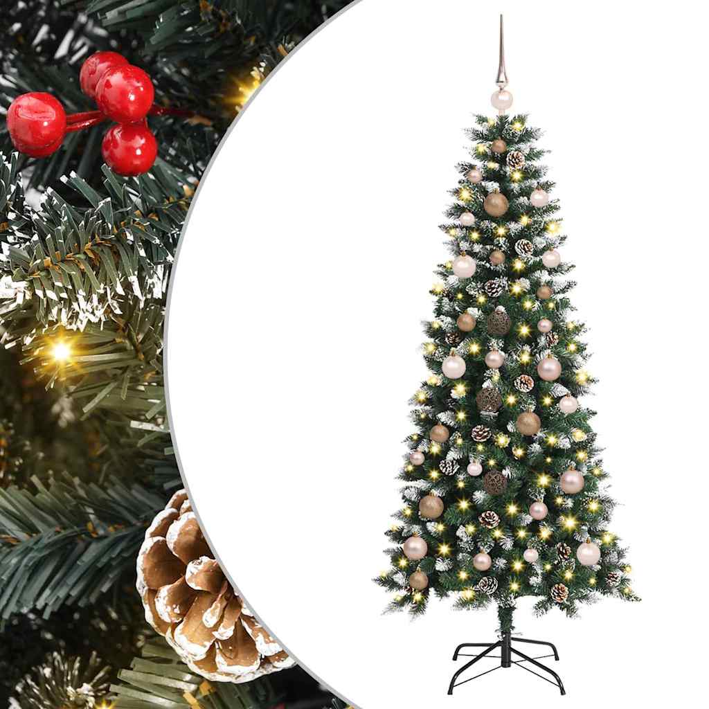 Mű karácsonyfa 150 LED-del Zöld 150 cm PVC és Műanyag és Acél