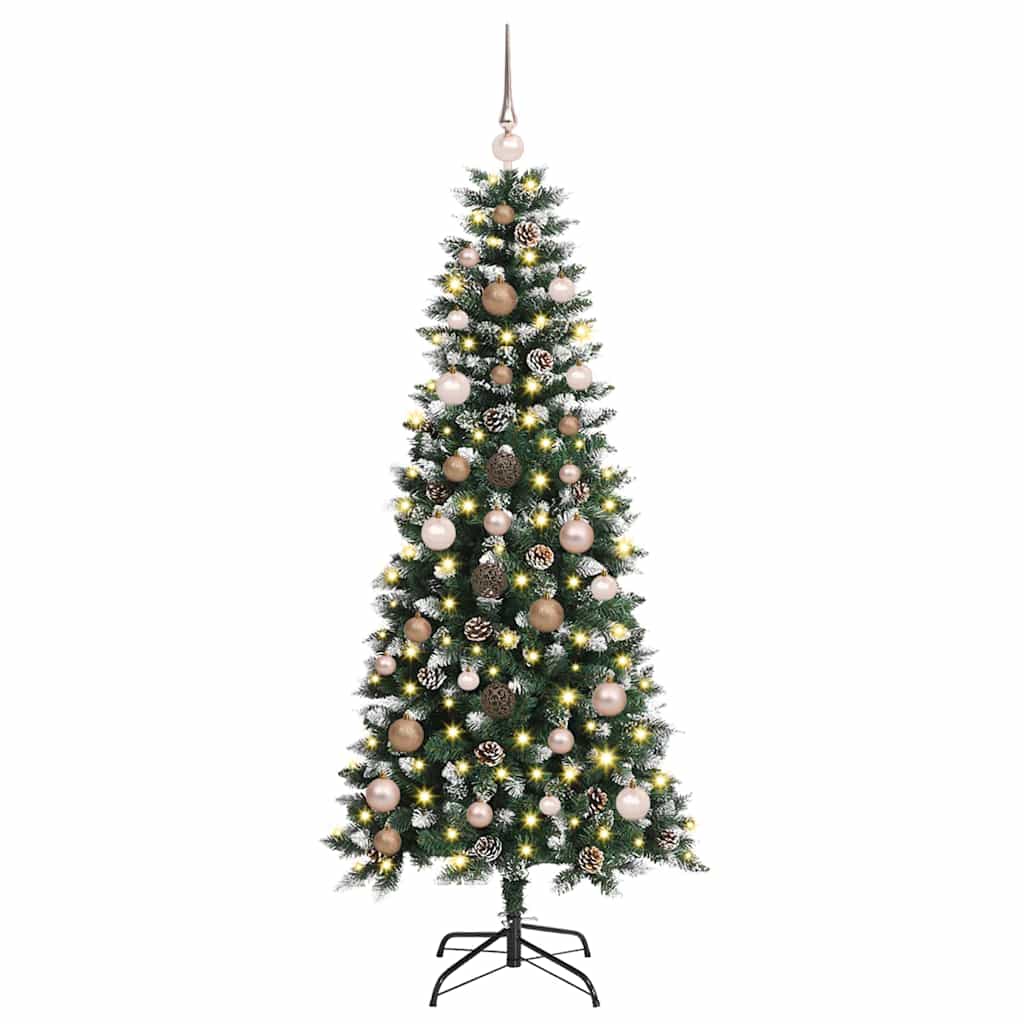 Mű karácsonyfa 150 LED-del Zöld 150 cm PVC és Műanyag és Acél