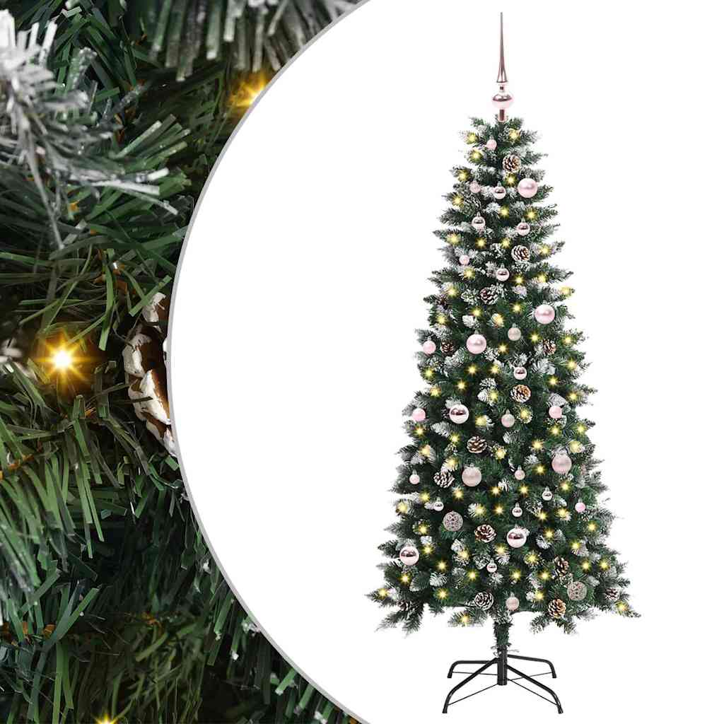 Mű karácsonyfa 150 LED-del Zöld 150 cm PVC és Műanyag és Acél