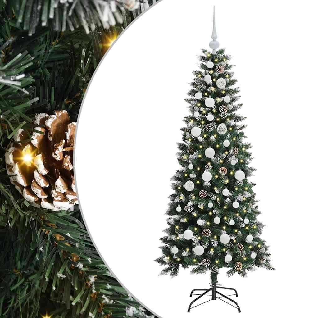 Mű karácsonyfa 150 LED-del Zöld 150 cm PVC és Műanyag és Acél