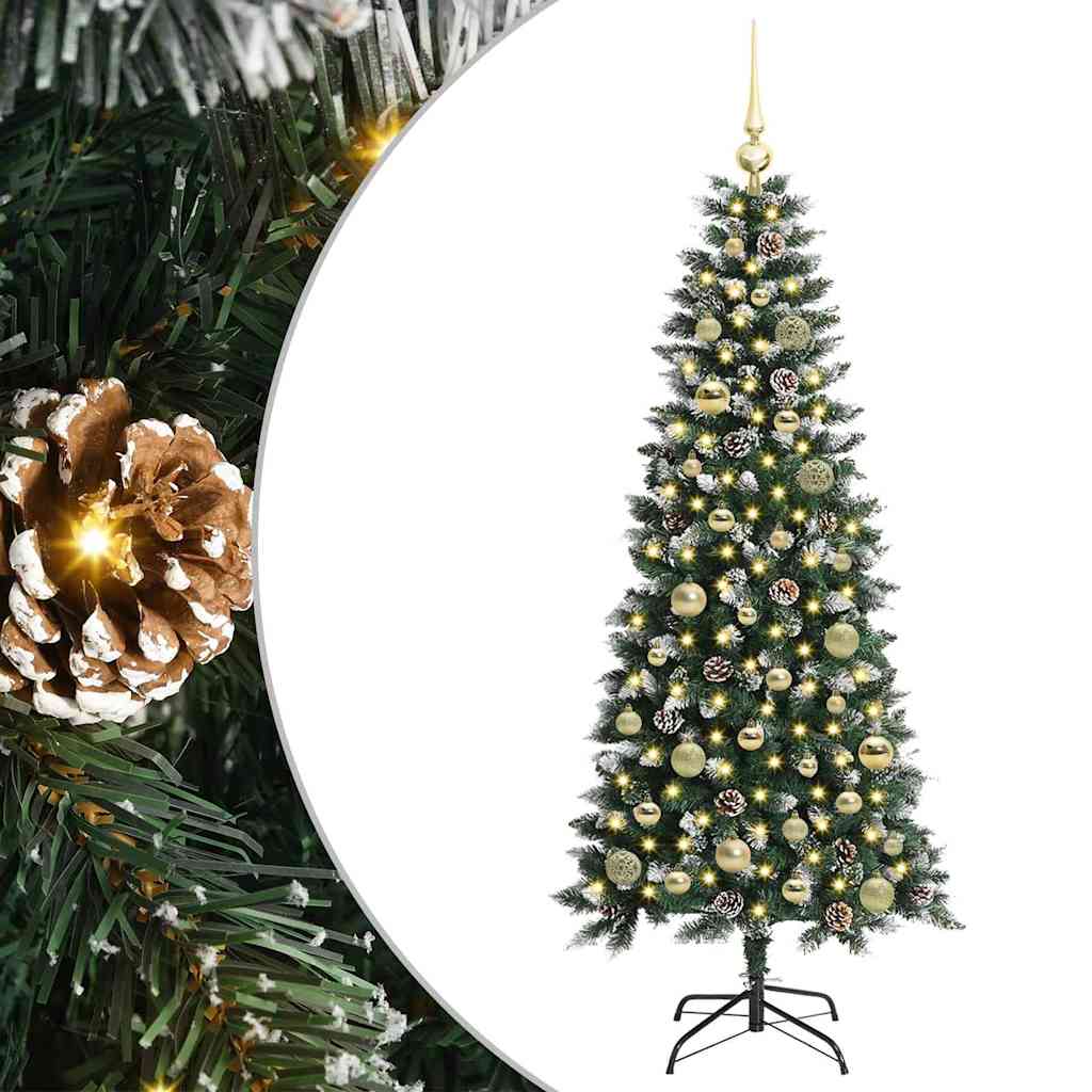 Mű karácsonyfa 150 LED-del Zöld 150 cm PVC és Műanyag és Acél
