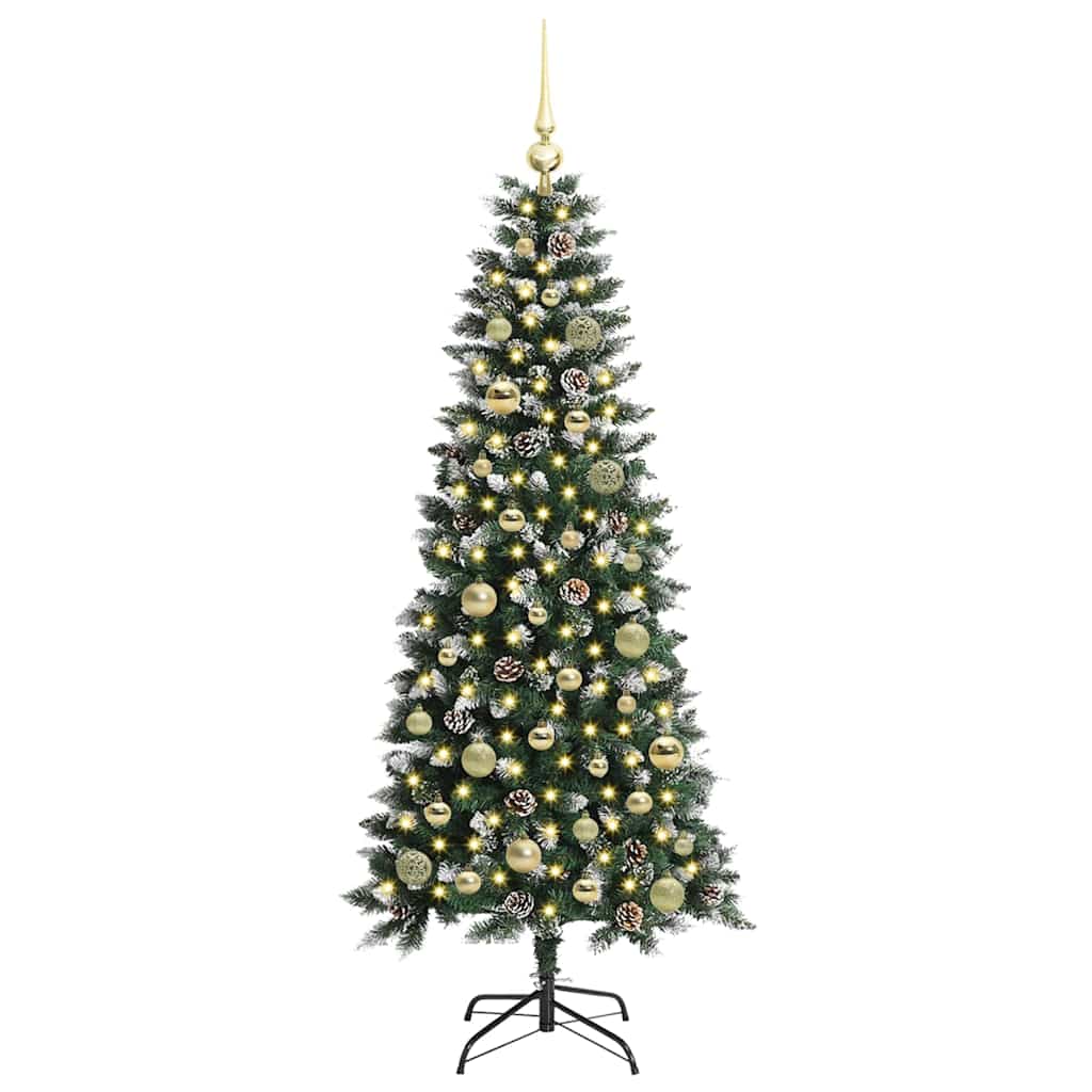 Mű karácsonyfa 150 LED-del Zöld 150 cm PVC és Műanyag és Acél