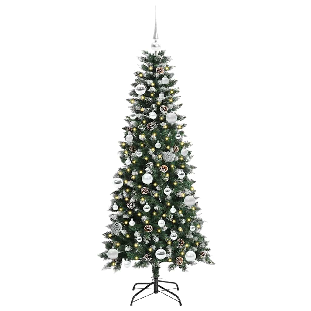 Mű karácsonyfa 150 LED-del Zöld 150 cm PVC és Műanyag és Acél