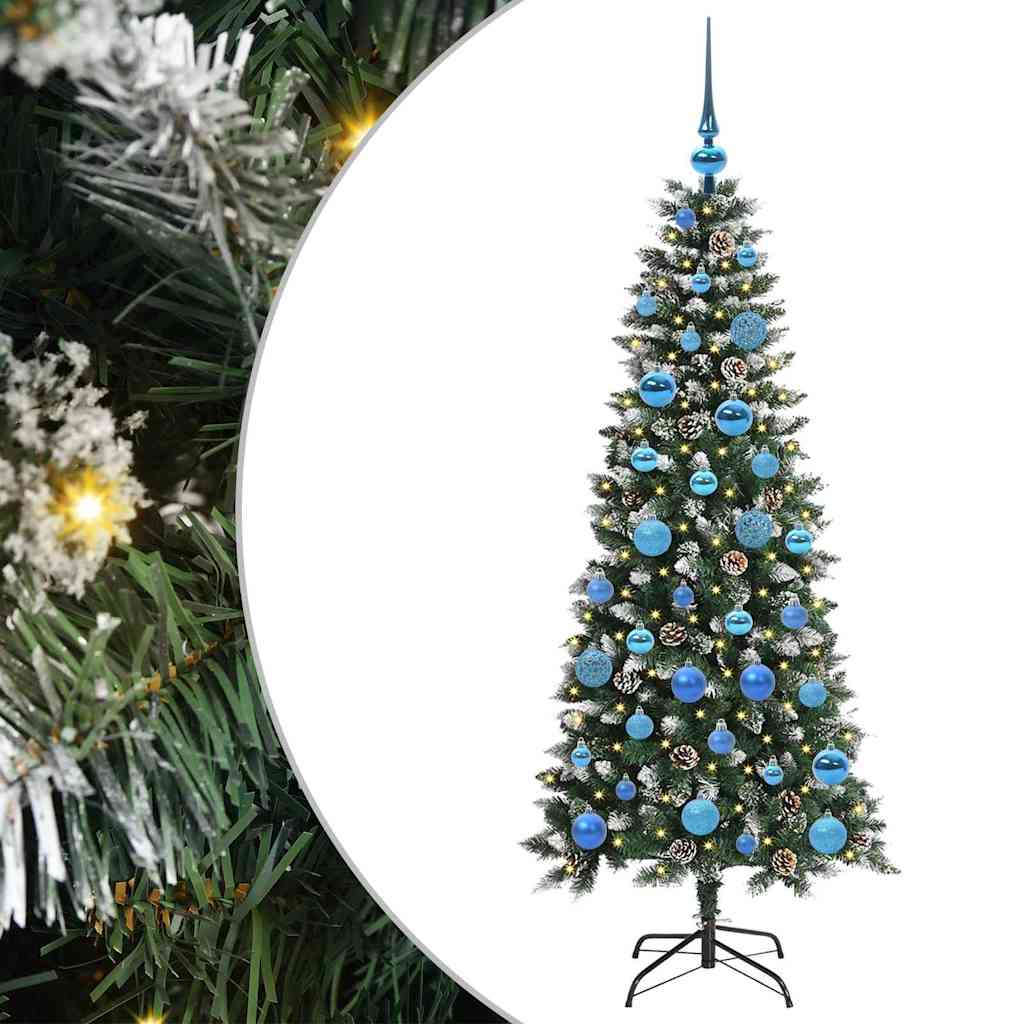 Mű karácsonyfa 150 LED-del Zöld 150 cm PVC és Műanyag és Acél
