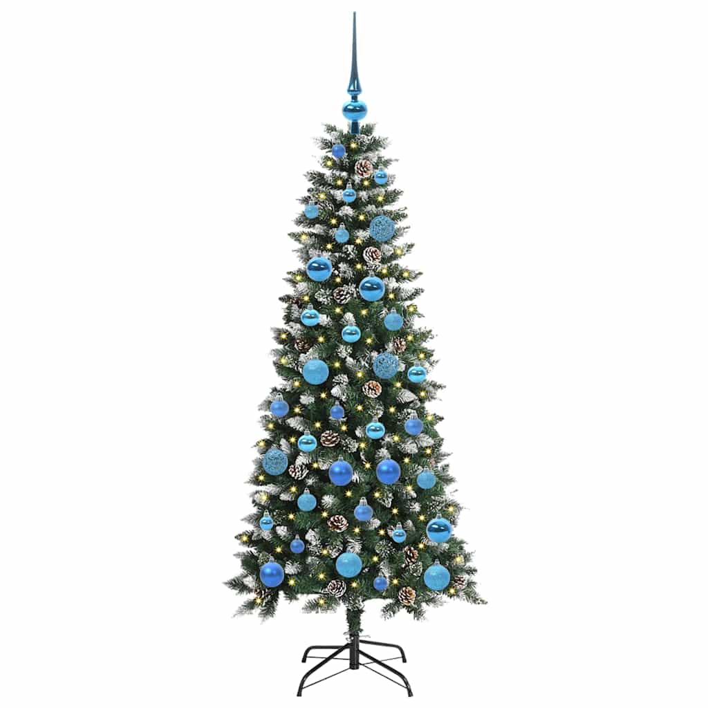 Mű karácsonyfa 150 LED-del Zöld 150 cm PVC és Műanyag és Acél