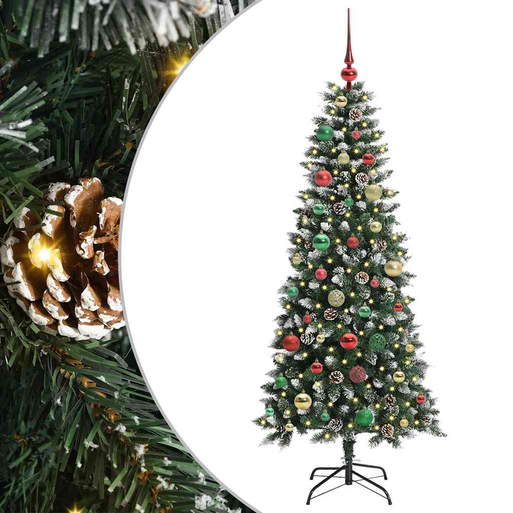 Mű karácsonyfa 150 LED-del Zöld 150 cm PVC és Műanyag és Acél