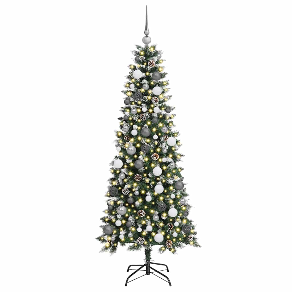 Mű karácsonyfa 300 LED-del Zöld 180 cm PVC és Műanyag és Acél