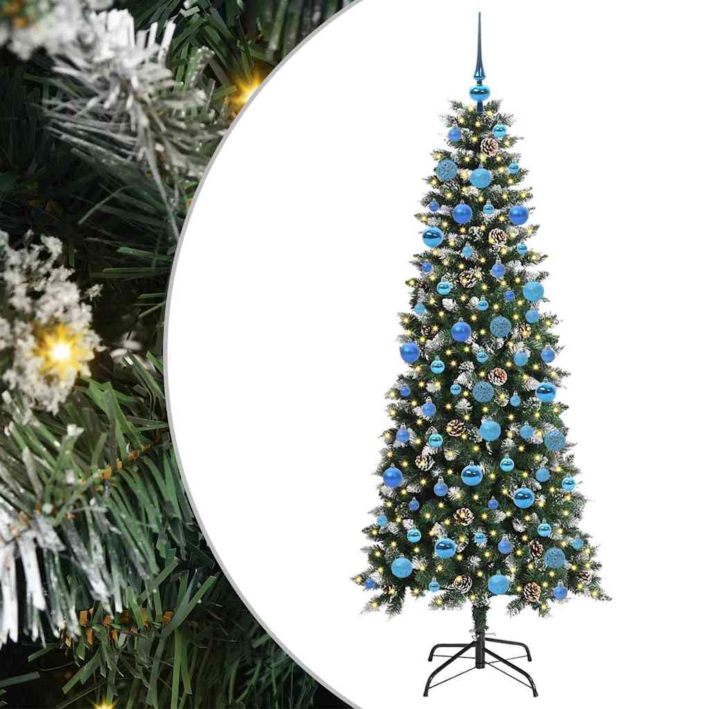Mű karácsonyfa 300 LED-del Zöld 180 cm PVC és Műanyag és Acél