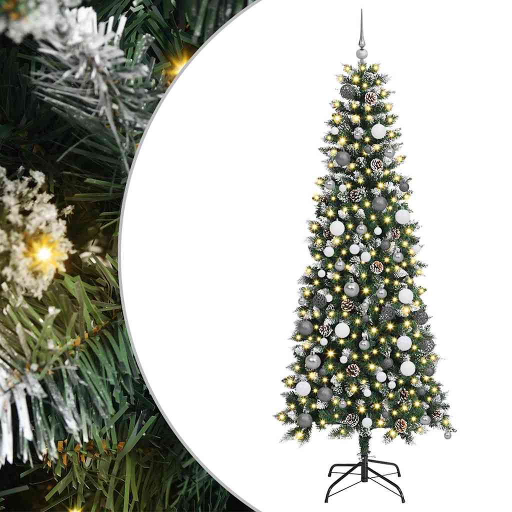 Mű karácsonyfa 300 LED-del Zöld 210 cm PVC és Műanyag és Acél