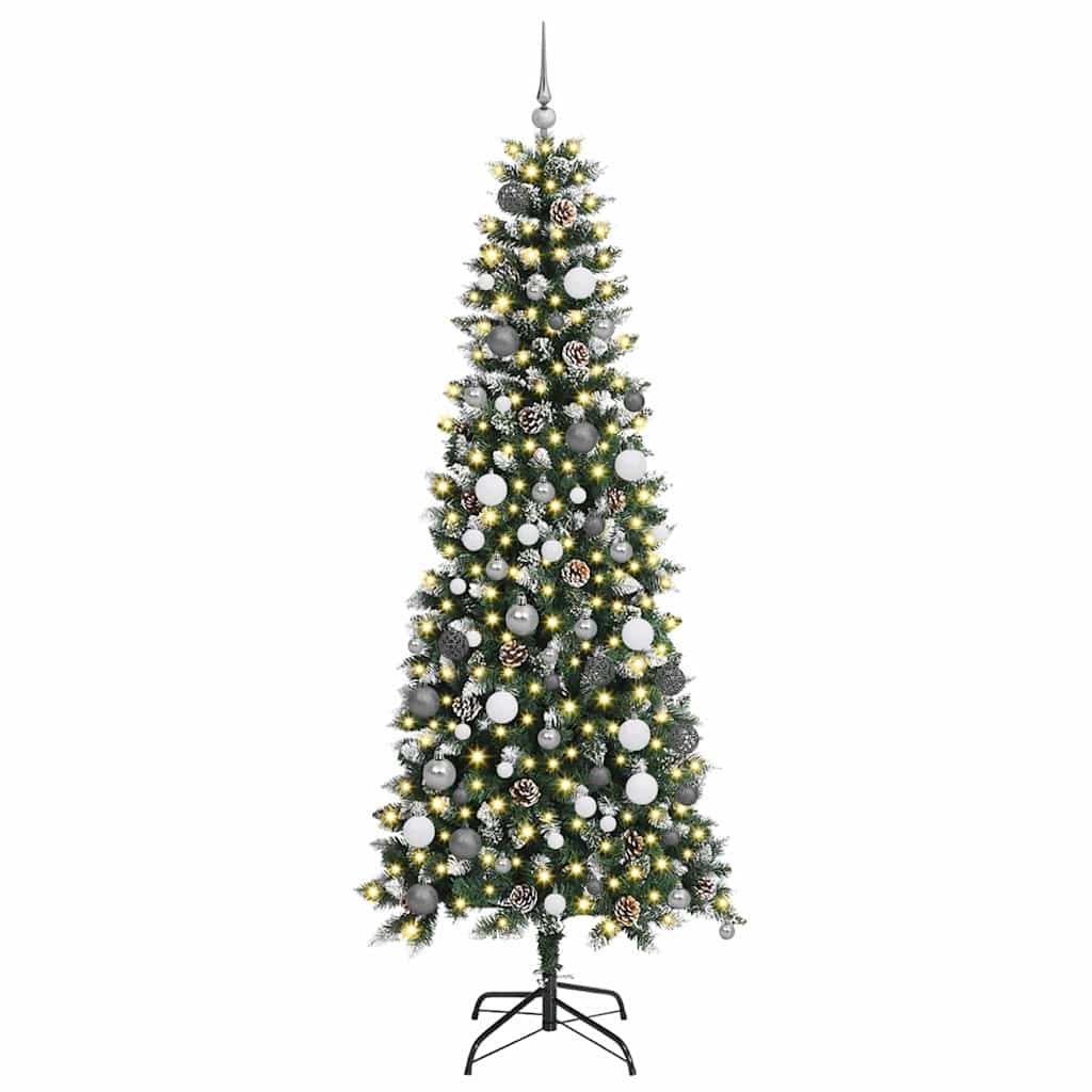 Mű karácsonyfa 300 LED-del Zöld 210 cm PVC és Műanyag és Acél