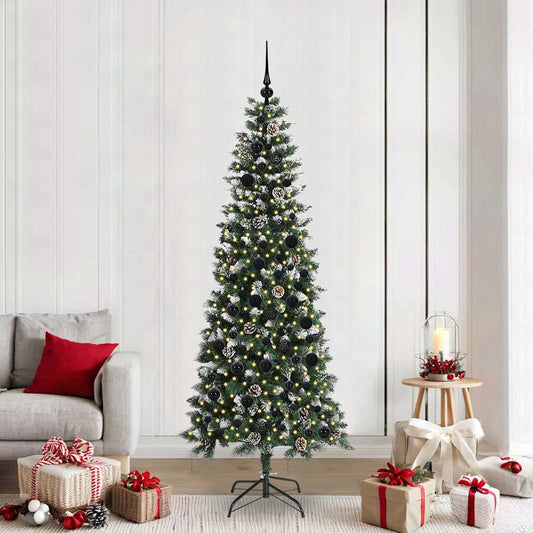 Mű karácsonyfa 300 LED-del Zöld 210 cm PVC és Műanyag és Acél
