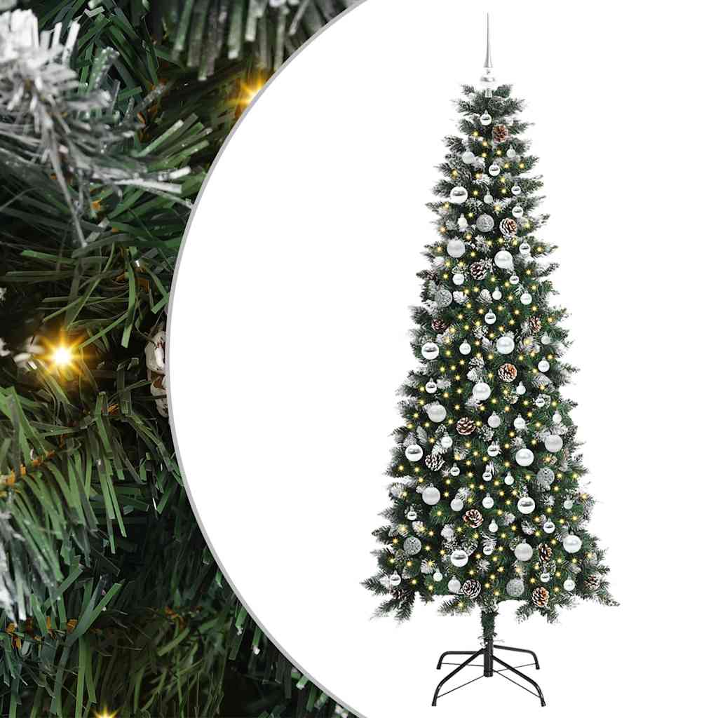 Mű karácsonyfa 300 LED-del Zöld 210 cm PVC és Műanyag és Acél