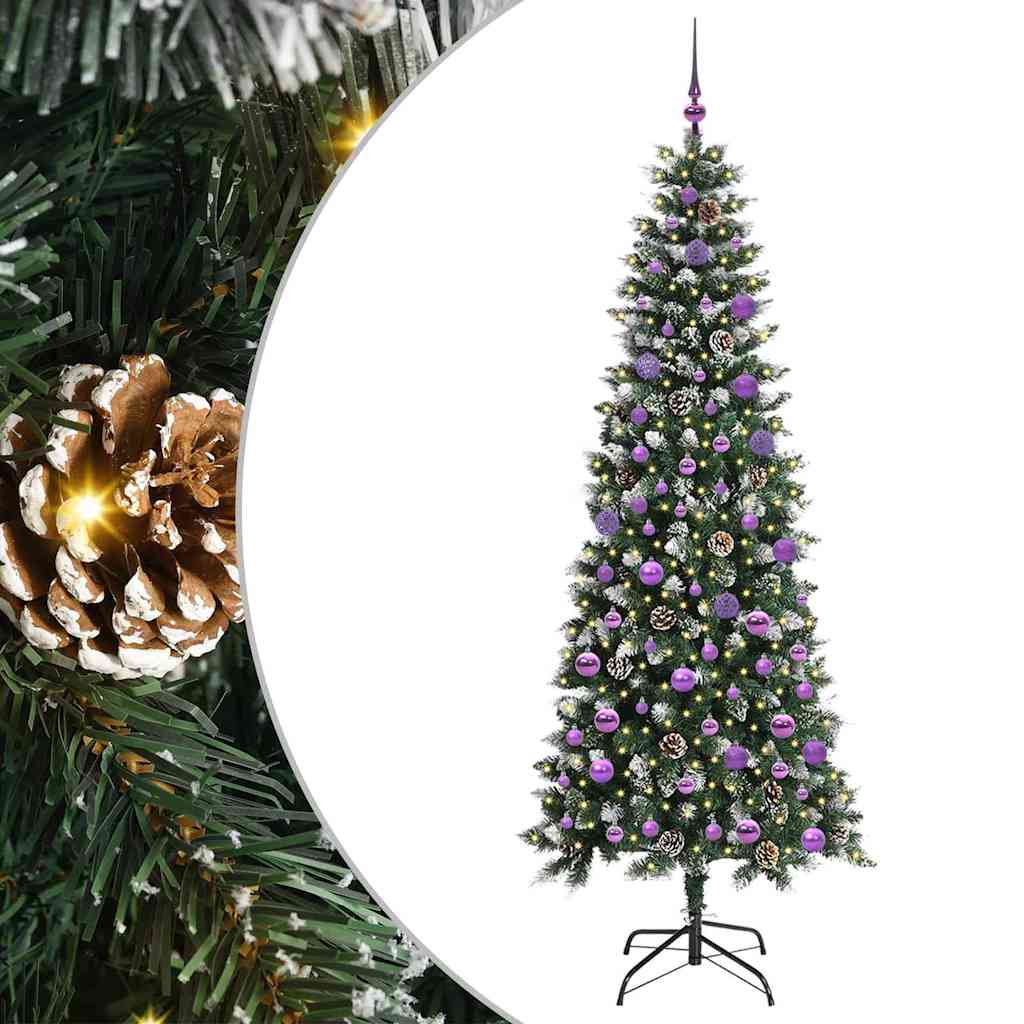 Mű karácsonyfa 300 LED-del Zöld 210 cm PVC és Műanyag és Acél