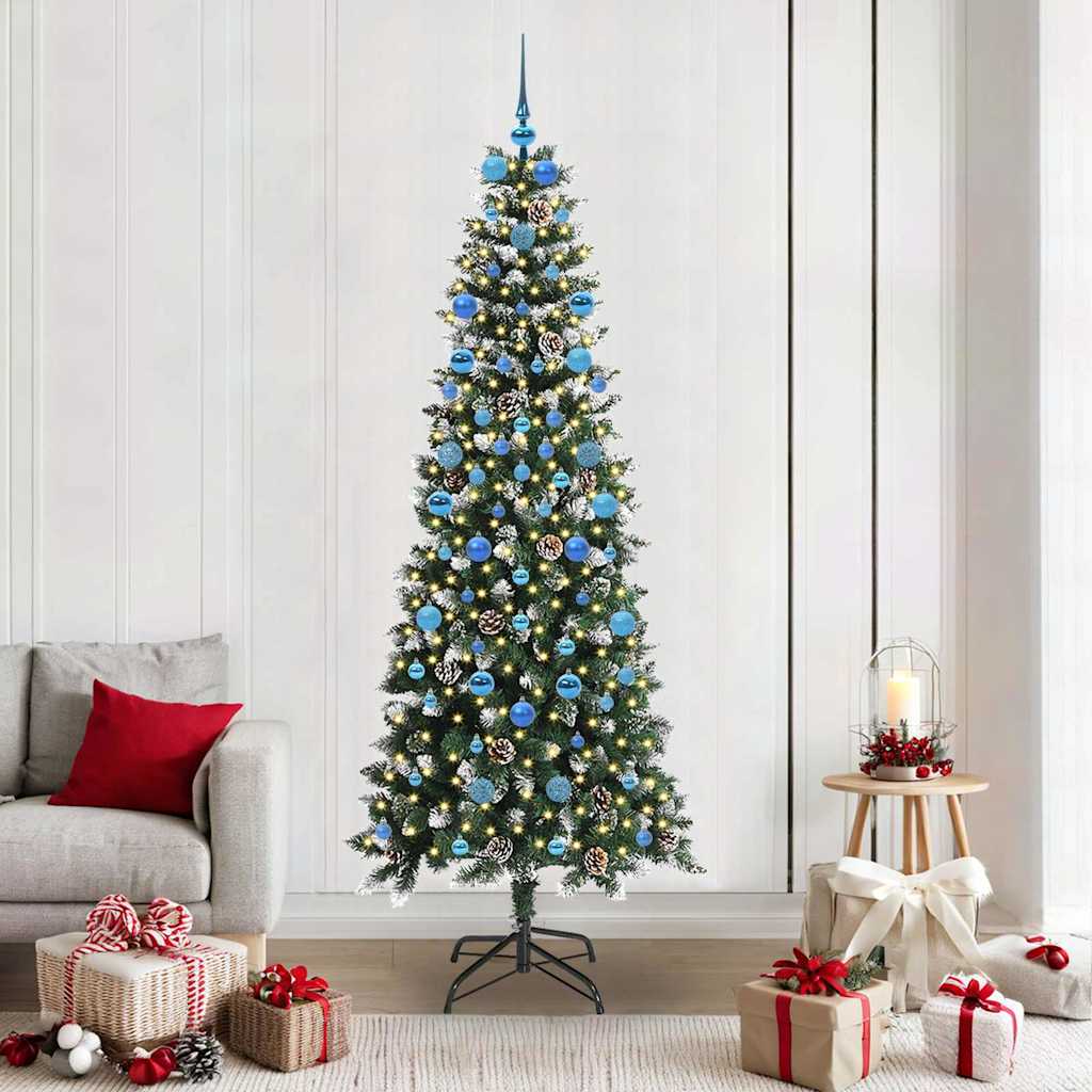 Mű karácsonyfa 300 LED-del Zöld 210 cm PVC és Műanyag és Acél