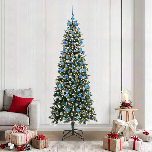 Mű karácsonyfa 300 LED-del Zöld 210 cm PVC és Műanyag és Acél