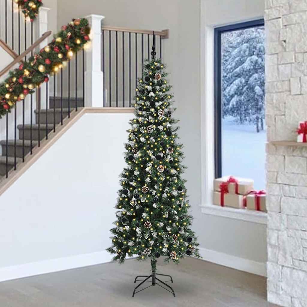 Mű karácsonyfa 300 LED-del Zöld 240 cm PVC és Műanyag és Acél