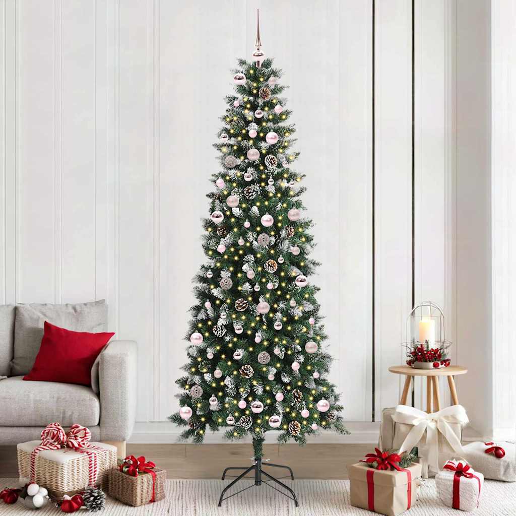 Mű karácsonyfa 300 LED-del Zöld 240 cm PVC és Műanyag és Acél