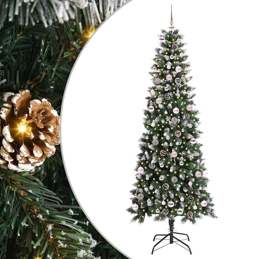 Mű karácsonyfa 300 LED-del Zöld 240 cm PVC és Műanyag és Acél