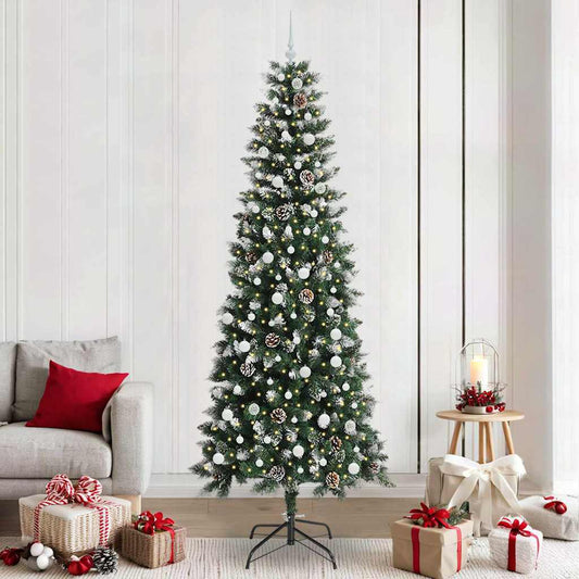 Mű karácsonyfa 300 LED-del Zöld 240 cm PVC és Műanyag és Acél