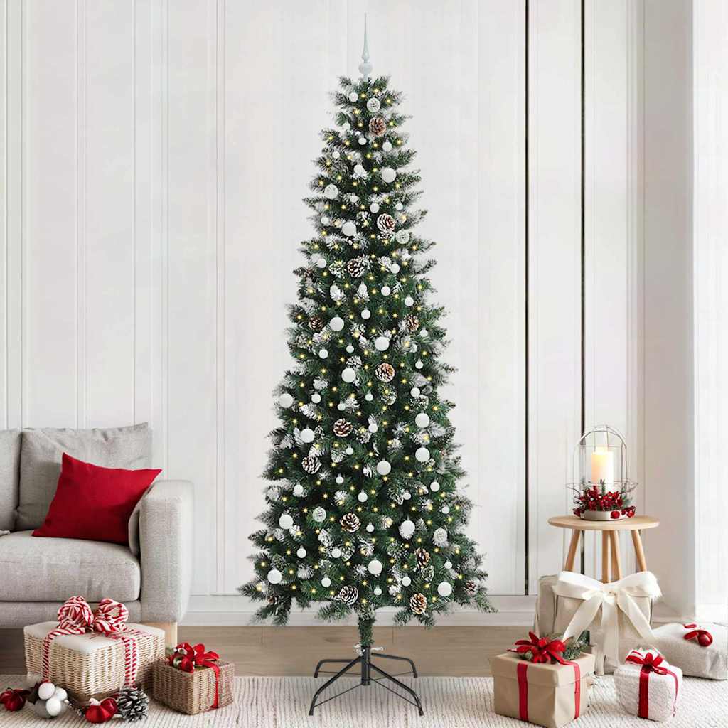 Mű karácsonyfa 300 LED-del Zöld 240 cm PVC és Műanyag és Acél