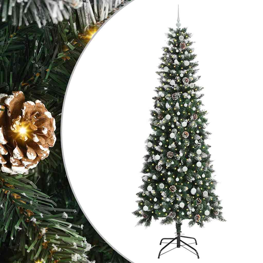 Mű karácsonyfa 300 LED-del Zöld 240 cm PVC és Műanyag és Acél