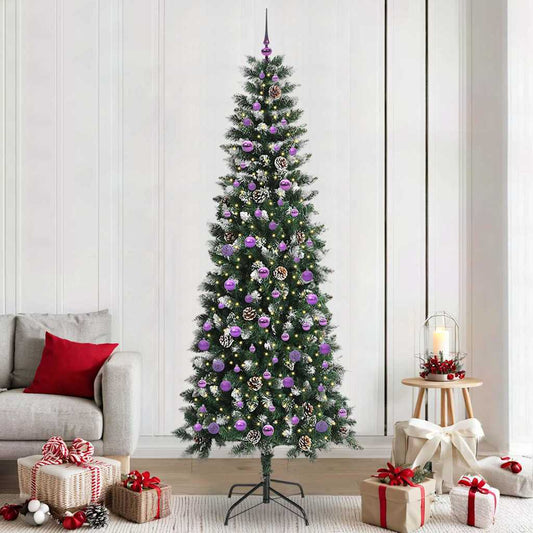 Mű karácsonyfa 300 LED-del Zöld 240 cm PVC és Műanyag és Acél