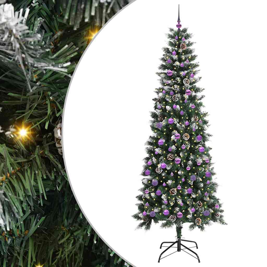 Mű karácsonyfa 300 LED-del Zöld 240 cm PVC és Műanyag és Acél