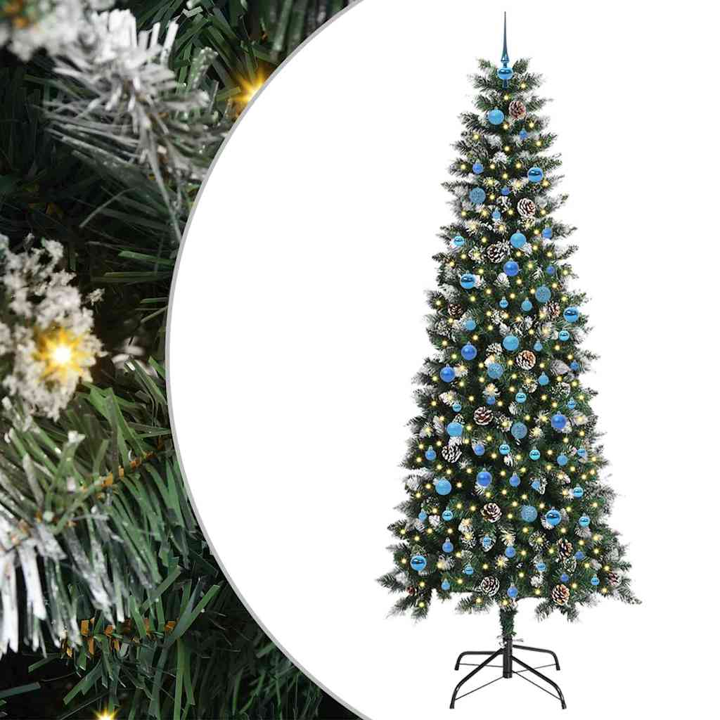 Mű karácsonyfa 300 LED-del Zöld 240 cm PVC és Műanyag és Acél