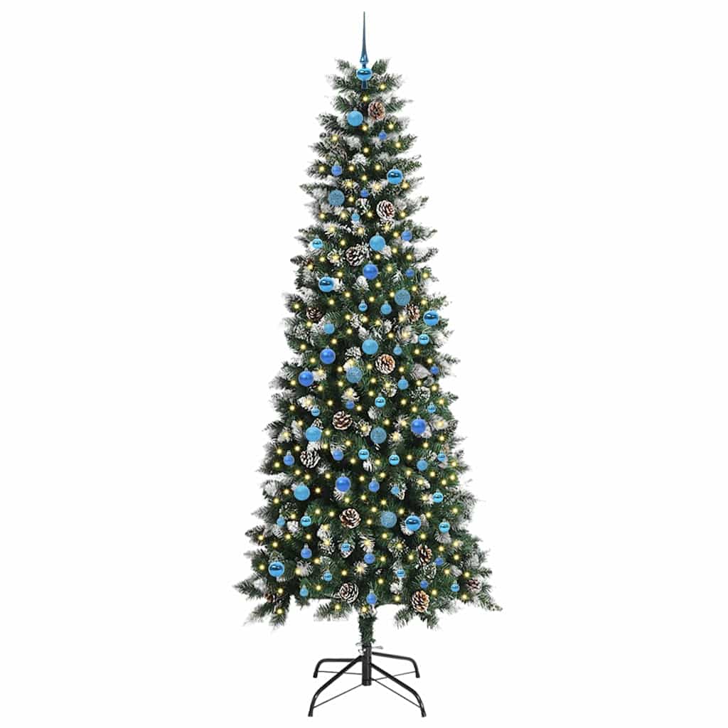 Mű karácsonyfa 300 LED-del Zöld 240 cm PVC és Műanyag és Acél