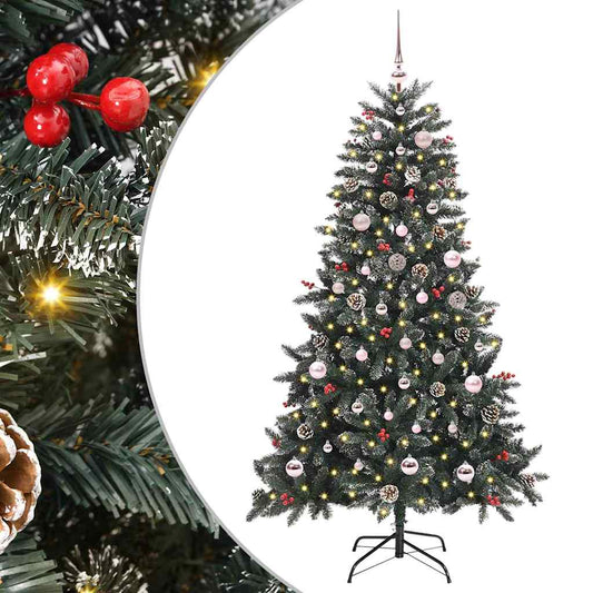 Mű karácsonyfa 150 LED-del Zöld 150 cm PVC és Műanyag és Acél