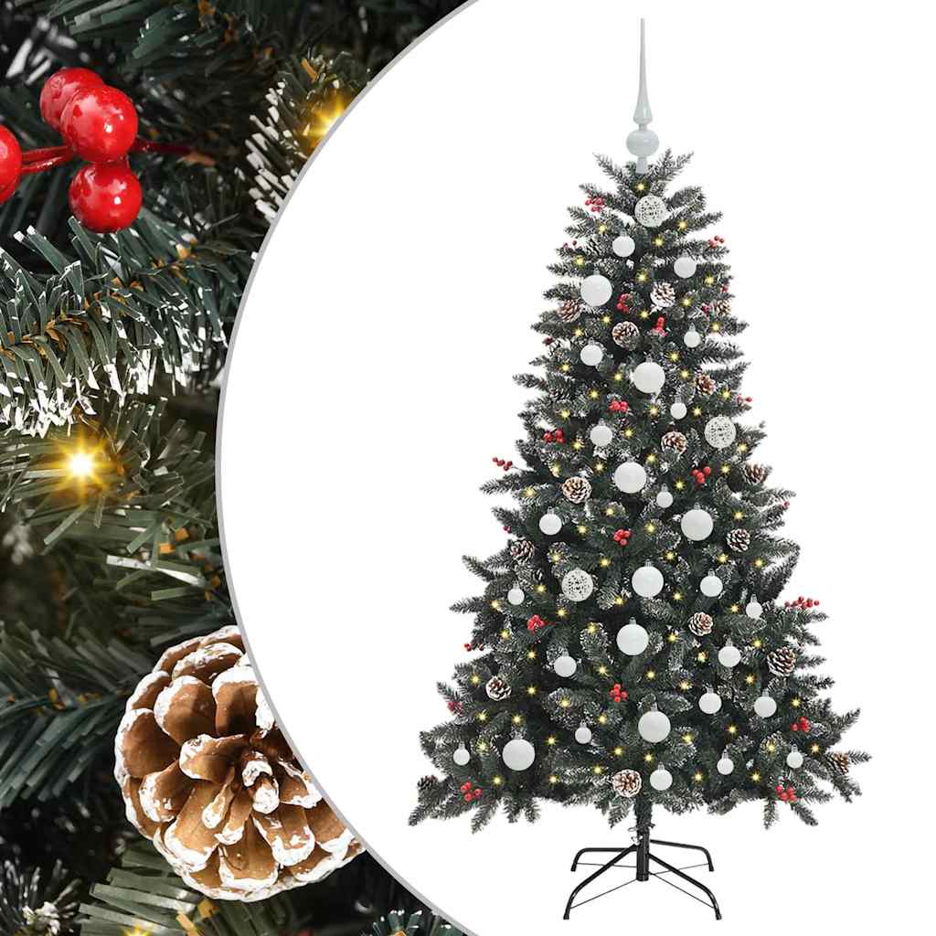 Mű karácsonyfa 150 LED-del Zöld 150 cm PVC és Műanyag és Acél