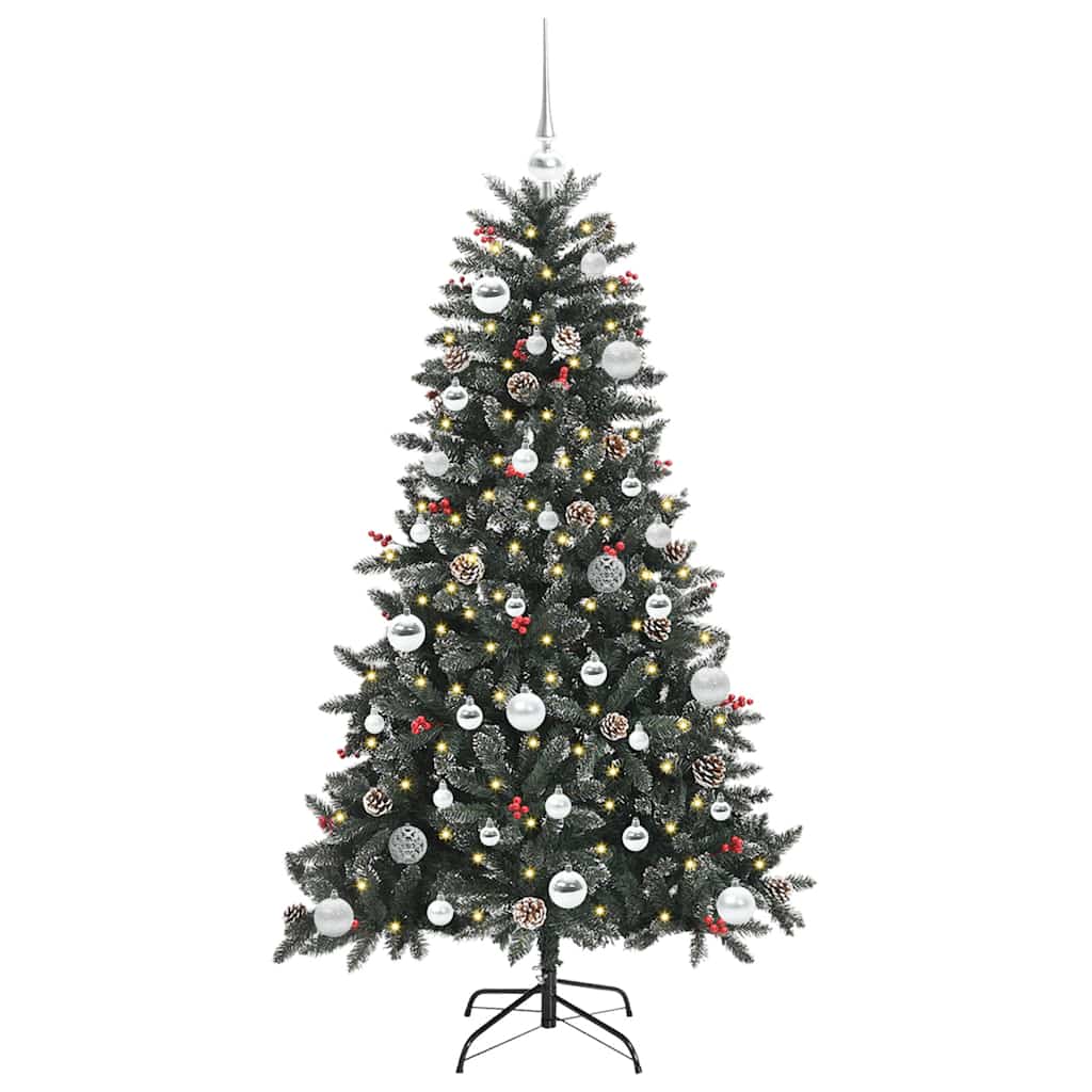 Mű karácsonyfa 150 LED-del Zöld 150 cm PVC és Műanyag és Acél