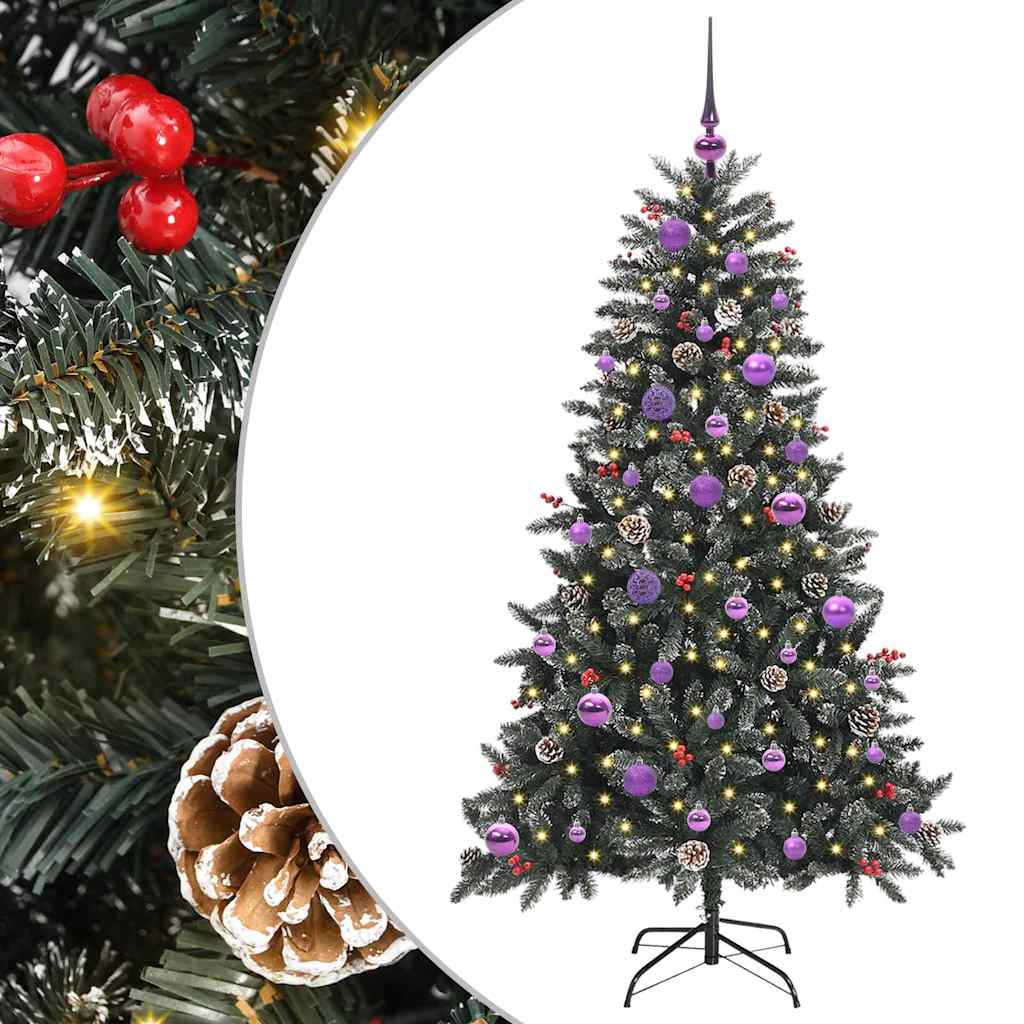 Mű karácsonyfa 150 LED-del Zöld 150 cm PVC és Műanyag és Acél