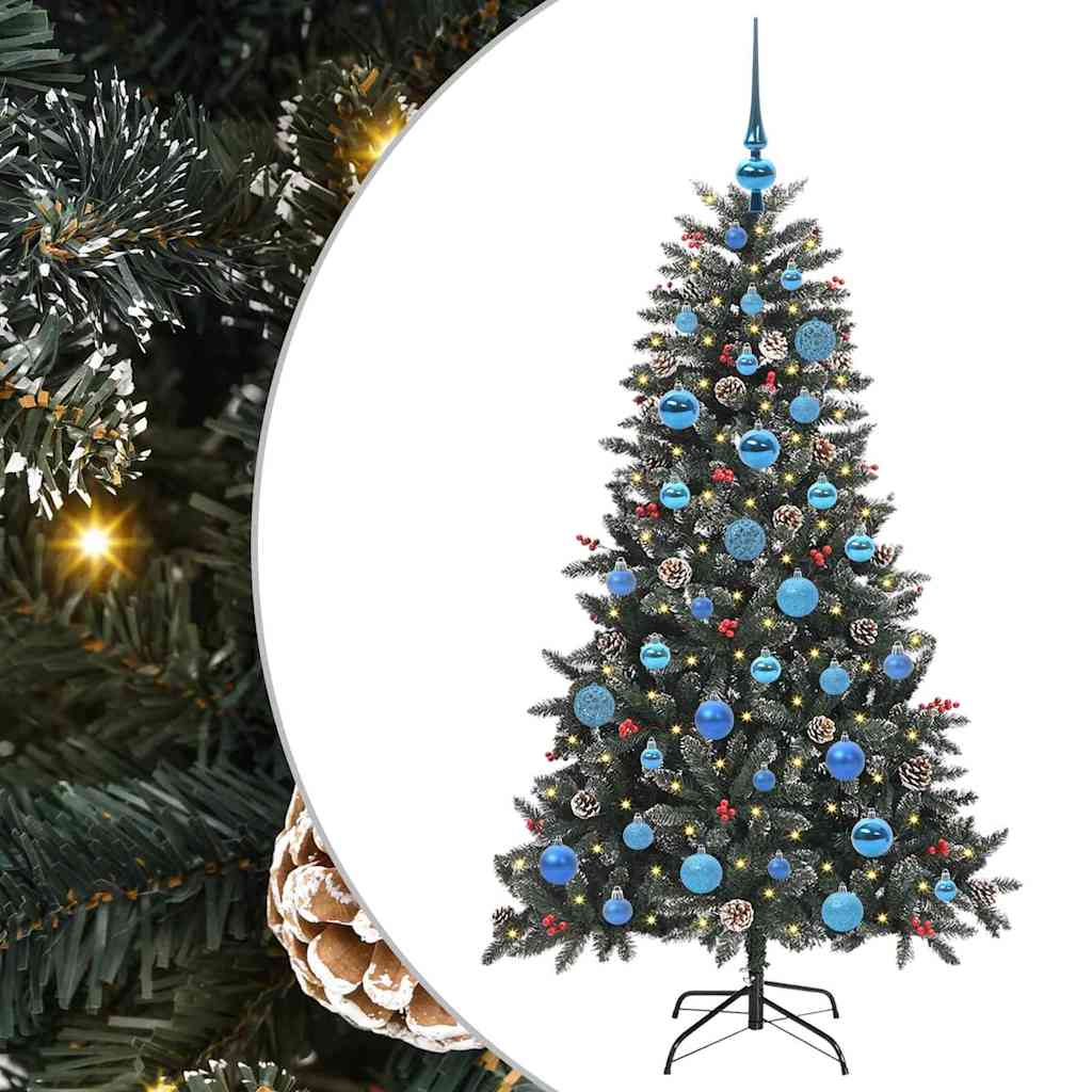 Mű karácsonyfa 150 LED-del Zöld 150 cm PVC és Műanyag és Acél