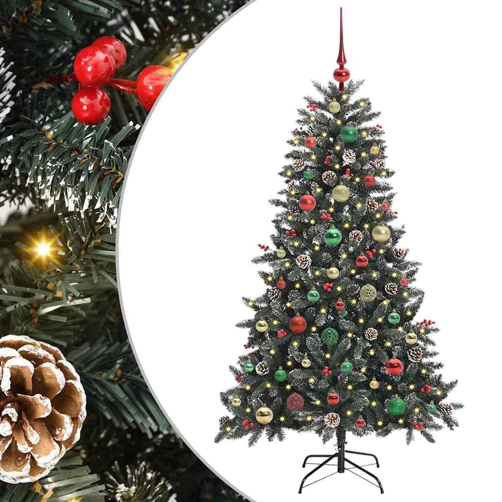 Mű karácsonyfa 150 LED-del Zöld 150 cm PVC és Műanyag és Acél