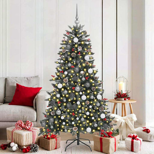 Mű karácsonyfa 300 LED-del Zöld 180 cm PVC és Műanyag és Acél