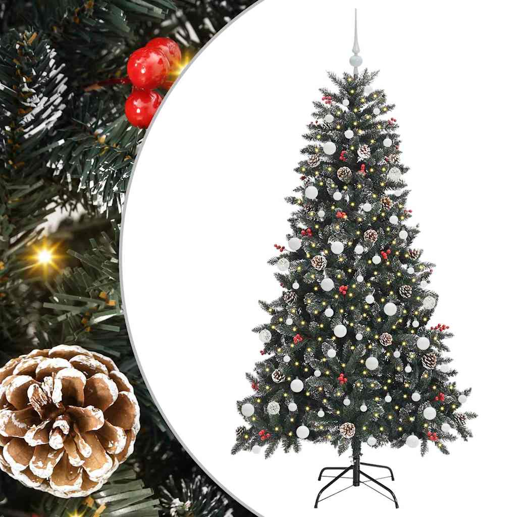 Mű karácsonyfa 300 LED-del Zöld 180 cm PVC és Műanyag és Acél