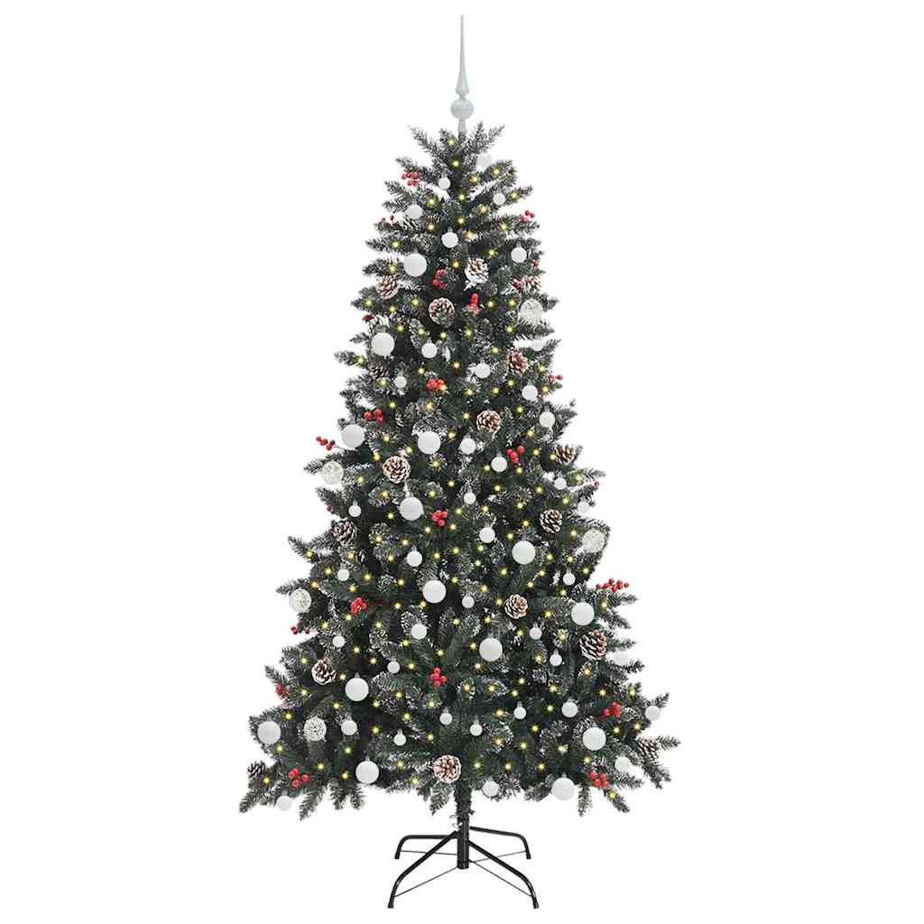 Mű karácsonyfa 300 LED-del Zöld 180 cm PVC és Műanyag és Acél