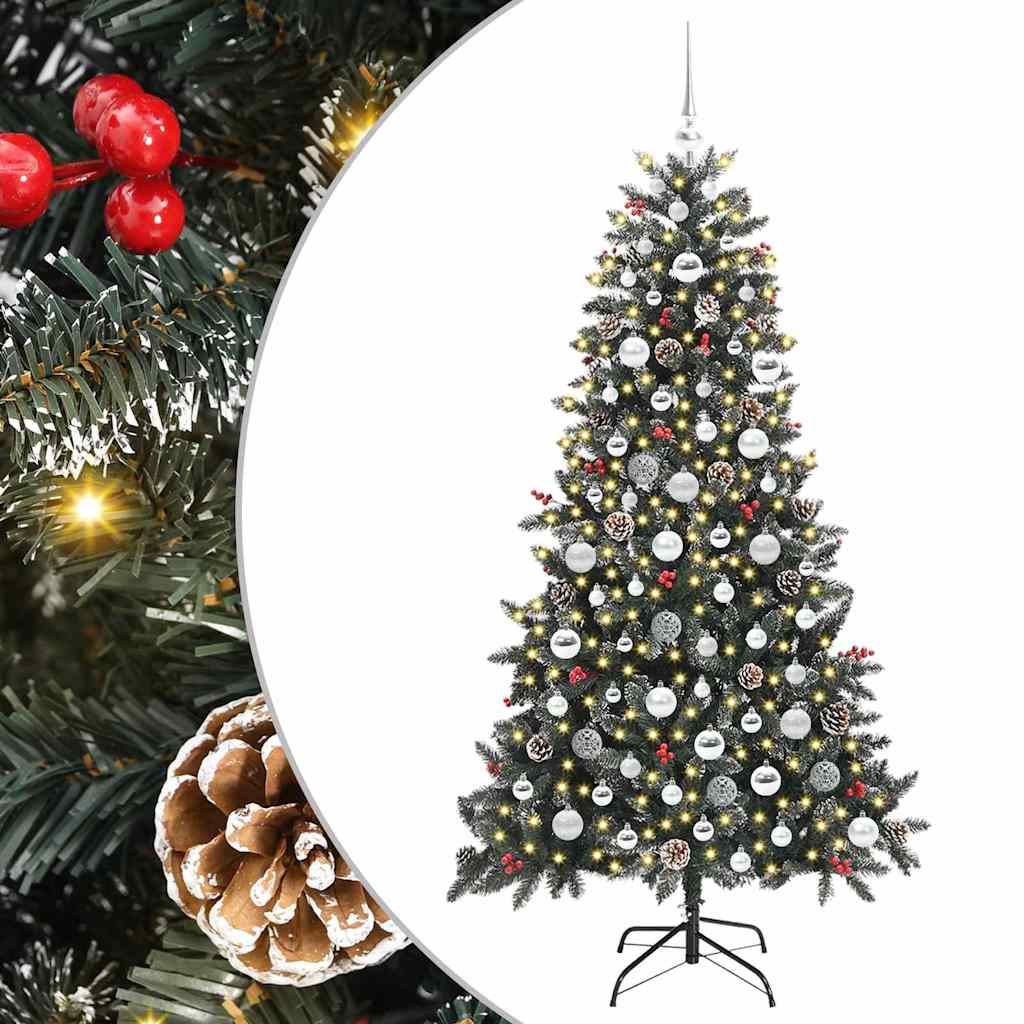 Mű karácsonyfa 300 LED-del Zöld 180 cm PVC és Műanyag és Acél