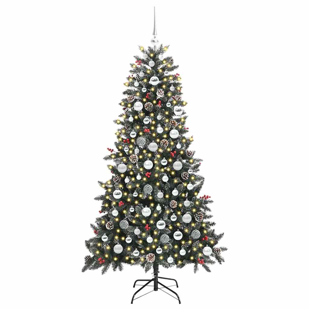 Mű karácsonyfa 300 LED-del Zöld 180 cm PVC és Műanyag és Acél