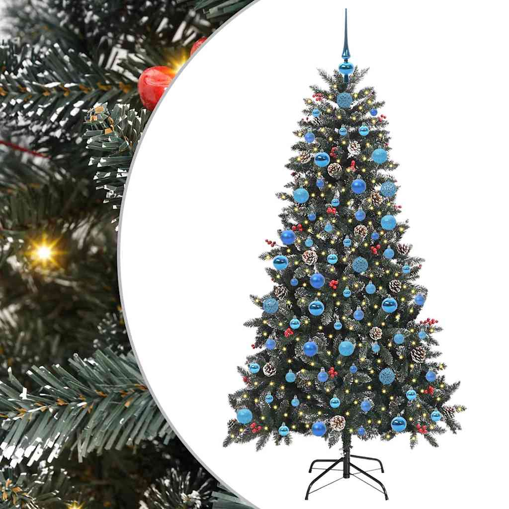 Mű karácsonyfa 300 LED-del Zöld 180 cm PVC és Műanyag és Acél