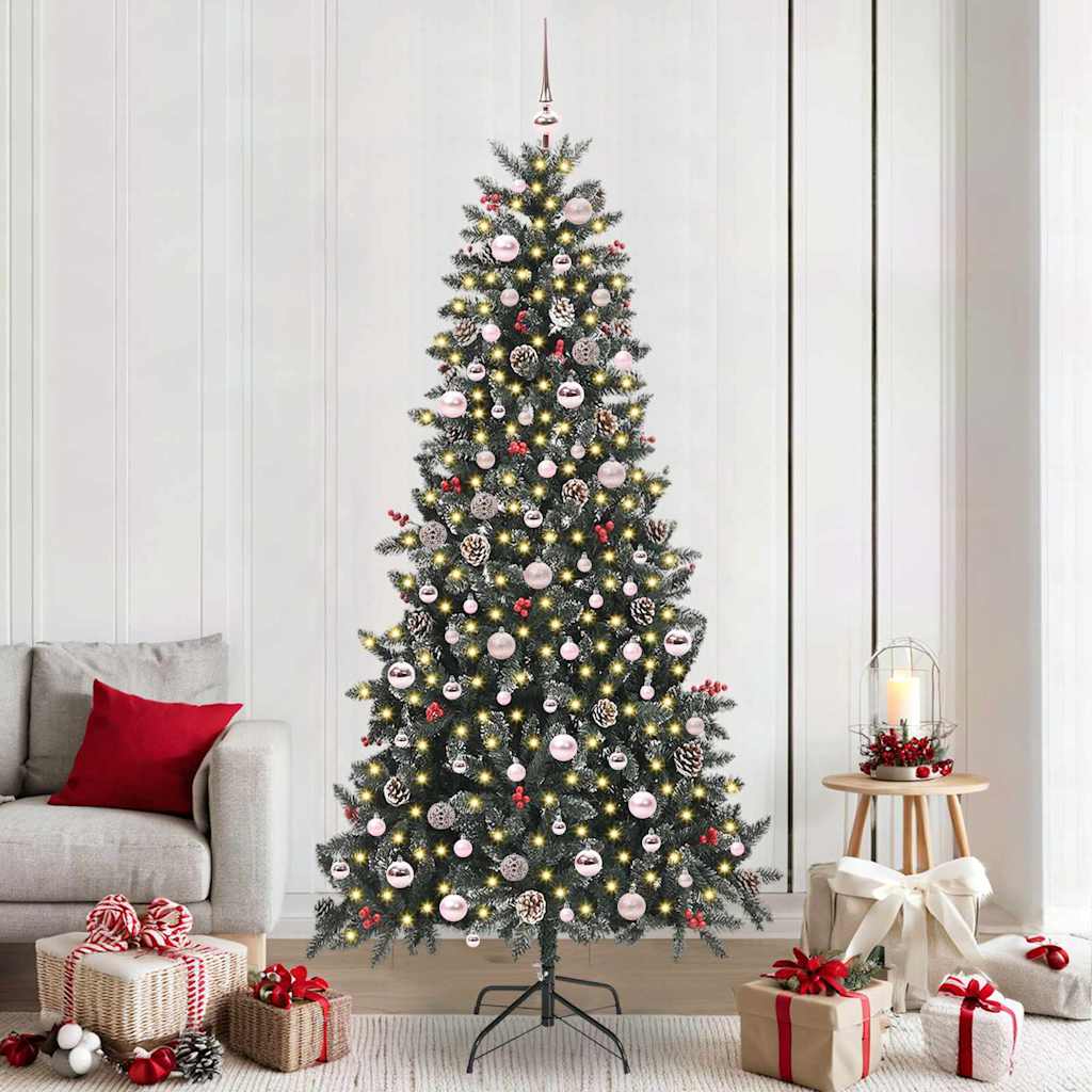 Mű karácsonyfa 300 LED-del Zöld 240 cm PVC és Műanyag és Acél