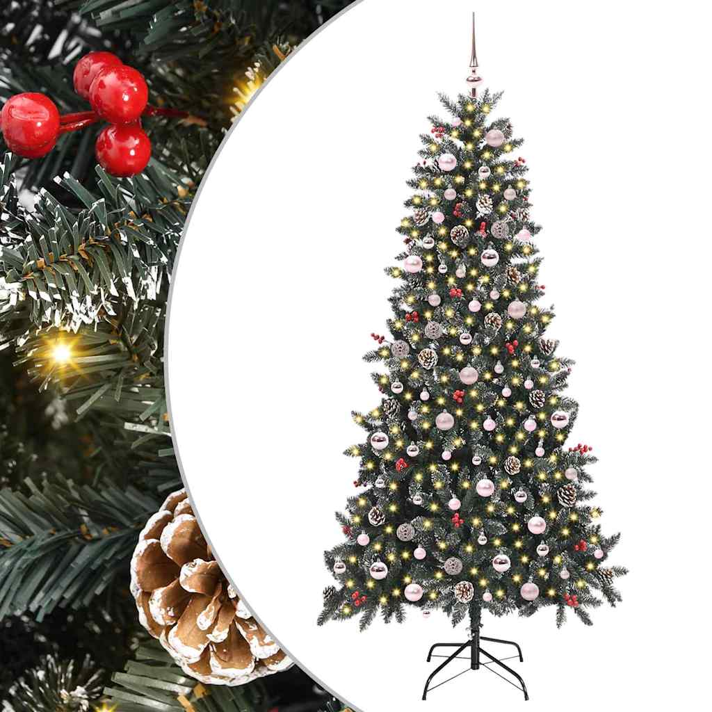 Mű karácsonyfa 300 LED-del Zöld 240 cm PVC és Műanyag és Acél