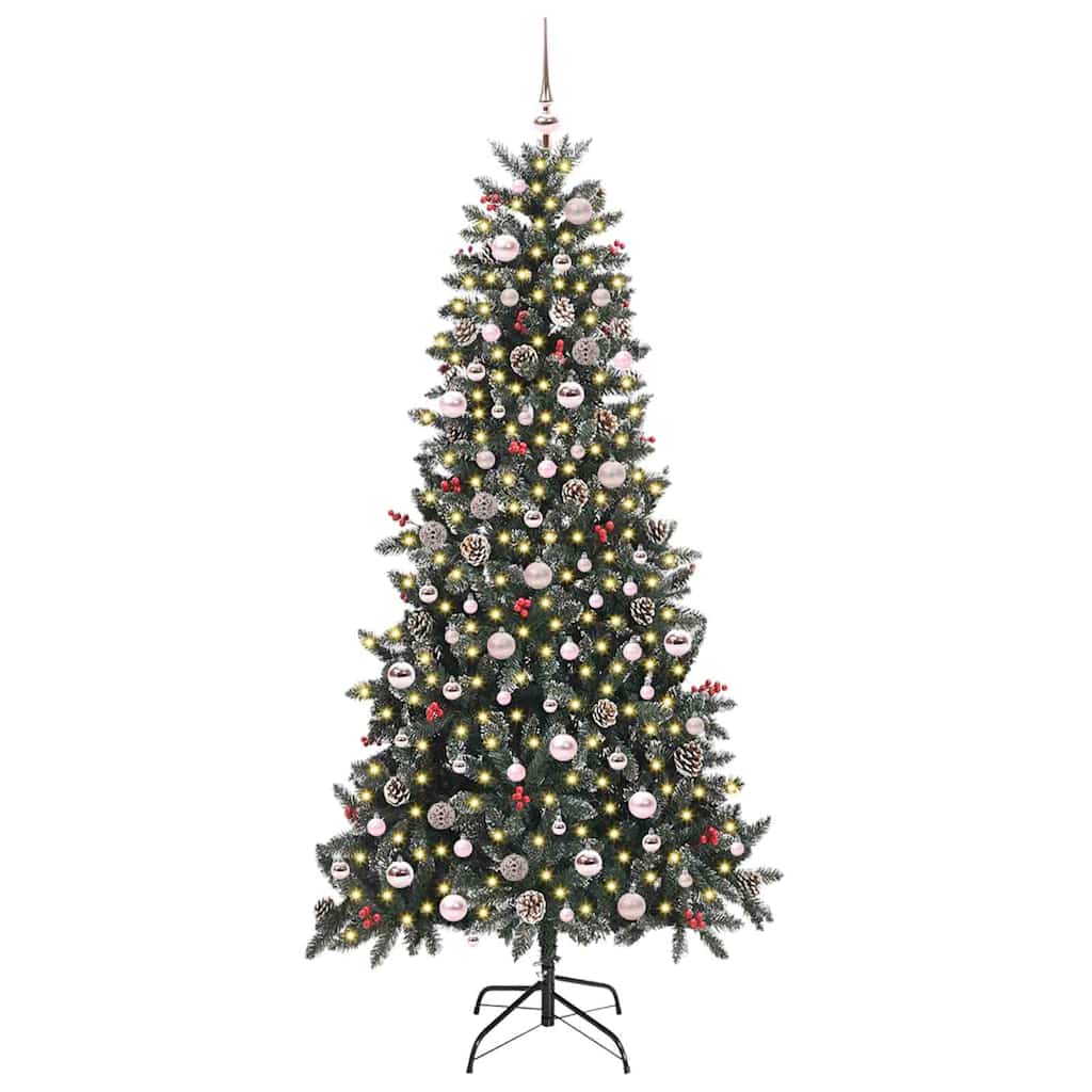 Mű karácsonyfa 300 LED-del Zöld 240 cm PVC és Műanyag és Acél