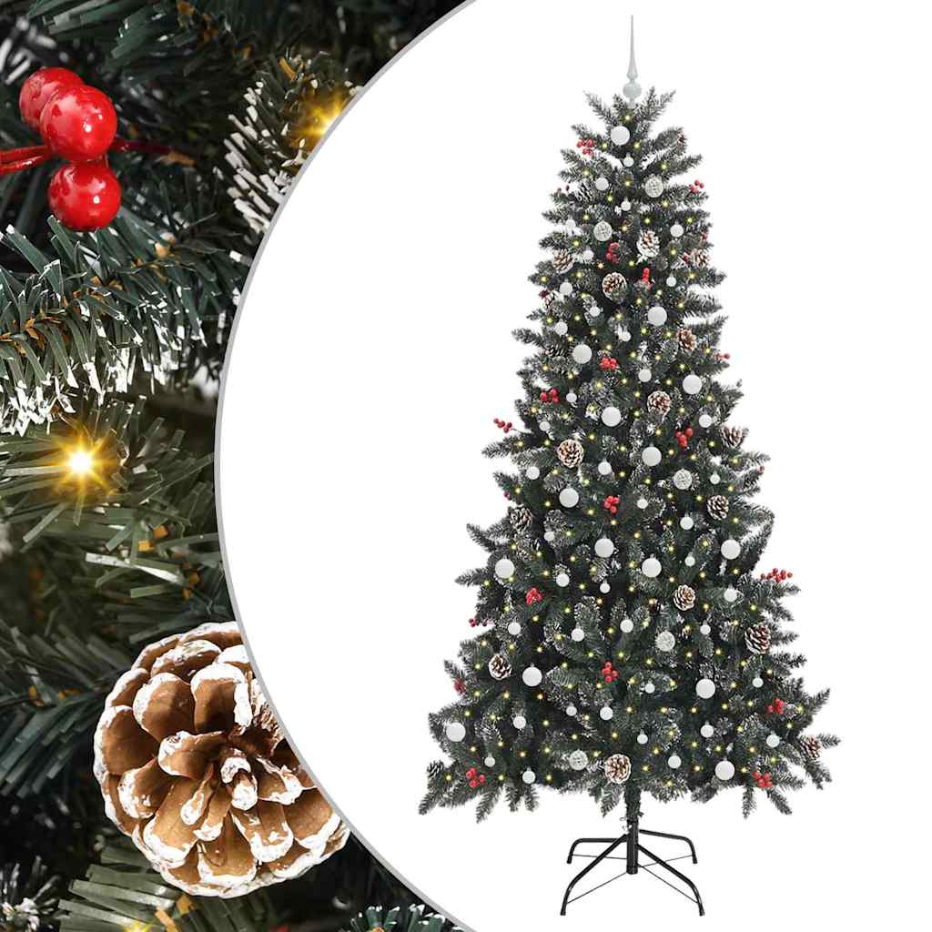 Mű karácsonyfa 300 LED-del Zöld 240 cm PVC és Műanyag és Acél