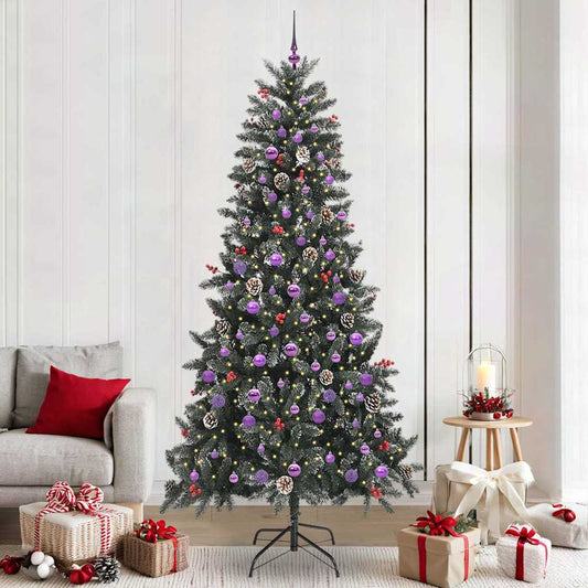 Mű karácsonyfa 300 LED-del Zöld 240 cm PVC és Műanyag és Acél