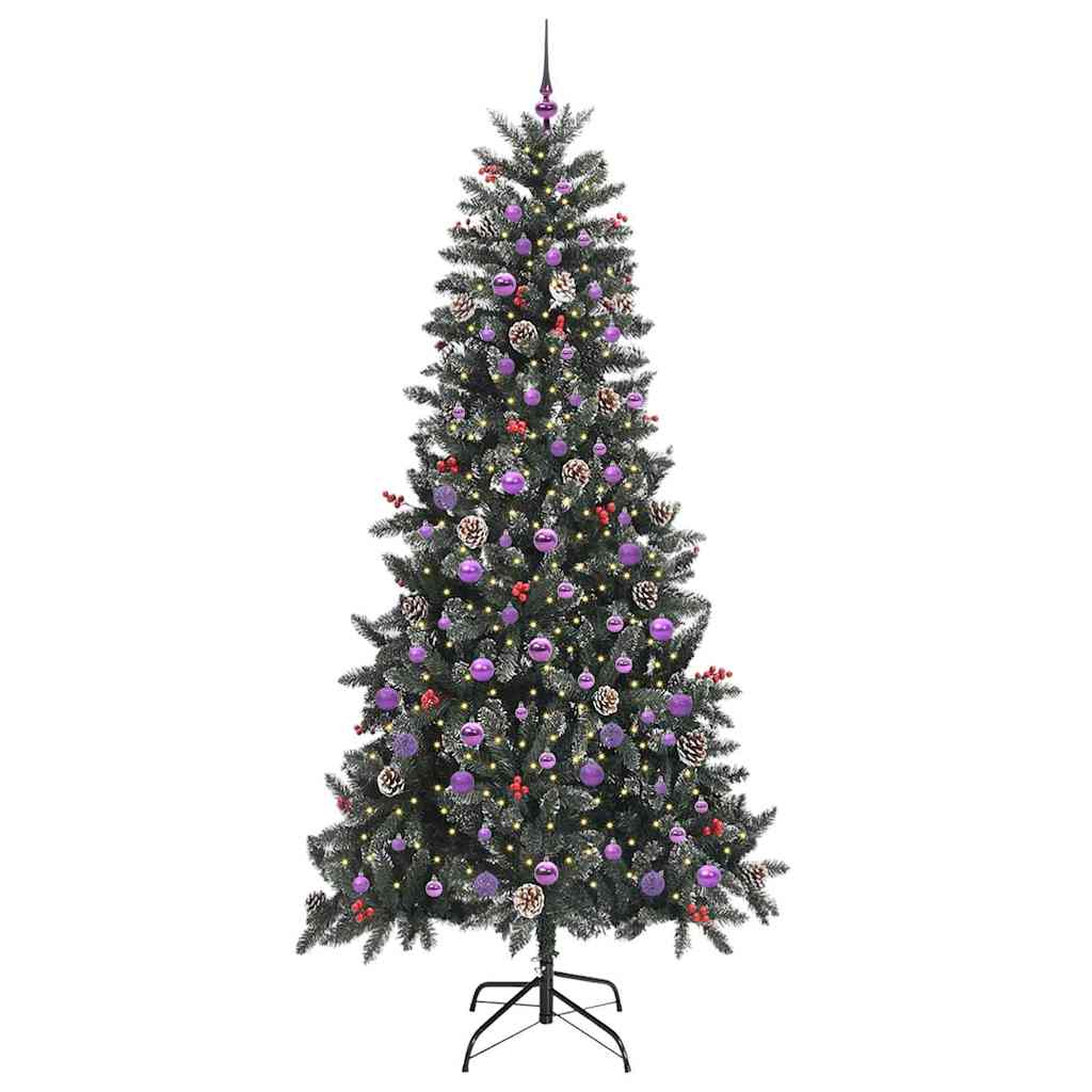 Mű karácsonyfa 300 LED-del Zöld 240 cm PVC és Műanyag és Acél