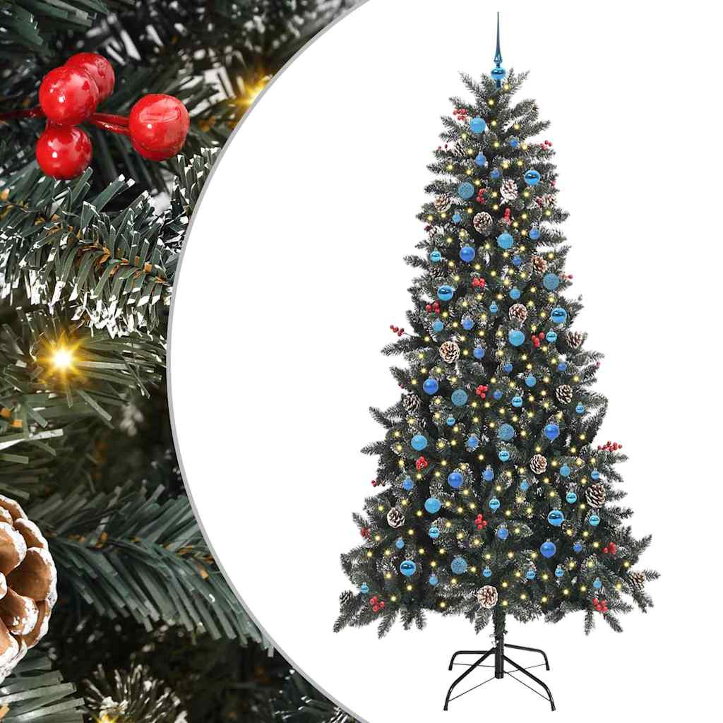 Mű karácsonyfa 300 LED-del Zöld 240 cm PVC és Műanyag és Acél